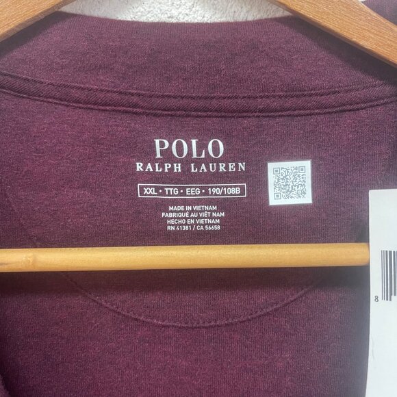 NWT Polo Ralph Lauren Men's Luxury Jersey Striped 1/4-Zip Pullover Burgundy XXL - Picture 4 of 8